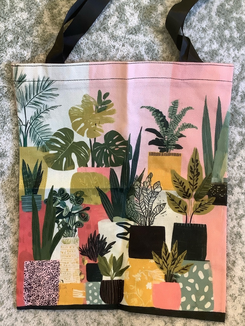 Tropical Potted Plants Canvas Tote Bag in Pink and Green NWT 13.50x15.75” - Picture 9 of 14
